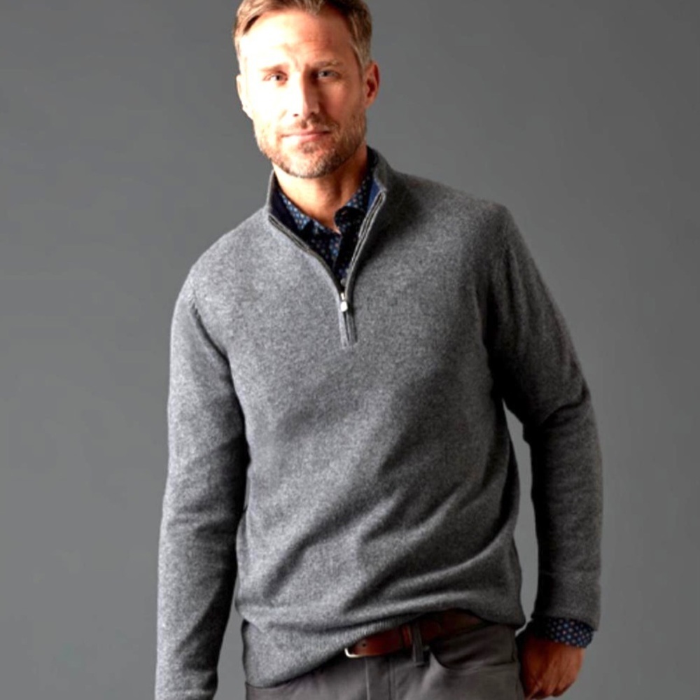 J. HILBURN Cashmere Zip Neck, Grey